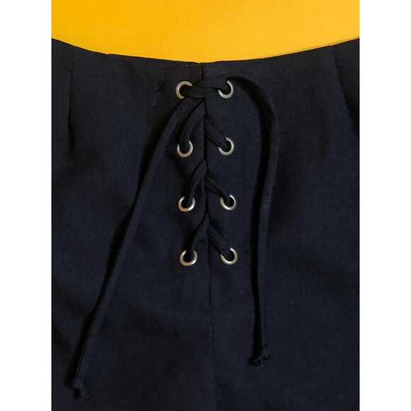 1990s-Y2K PATTY U.S.A. Navy Blue Lace Up Navy Blue Mini Shorts. XS-S - Picture 4 of 7
